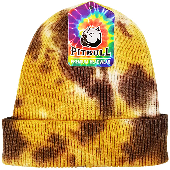 PB266 PIT BULL TIE DYE CUFFED KNIT BEANIE HATS