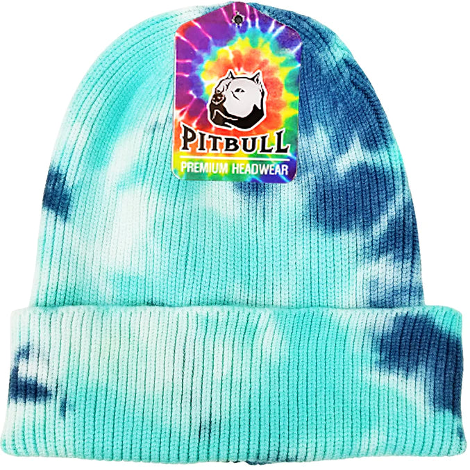 PB266 PIT BULL TIE DYE CUFFED KNIT BEANIE HATS