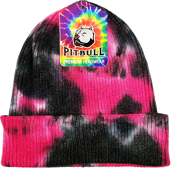 PB266 PIT BULL TIE DYE CUFFED KNIT BEANIE HATS