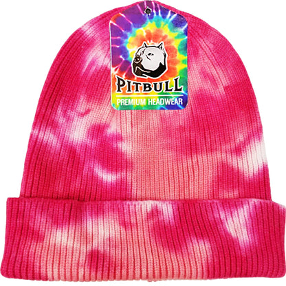 PB266 PIT BULL TIE DYE CUFFED KNIT BEANIE HATS