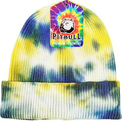 PB266 PIT BULL TIE DYE CUFFED KNIT BEANIE HATS