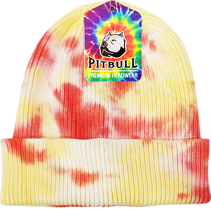 PB266 PIT BULL TIE DYE CUFFED KNIT BEANIE HATS