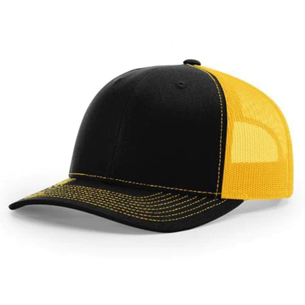 Richardson 112 Twill Mesh Back Trucker Hat with Contrast Stitching and Adjustable Plastic Snapback