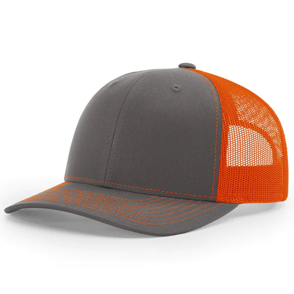 Richardson 112 Twill Mesh Back Trucker Hat with Contrast Stitching and Adjustable Plastic Snapback