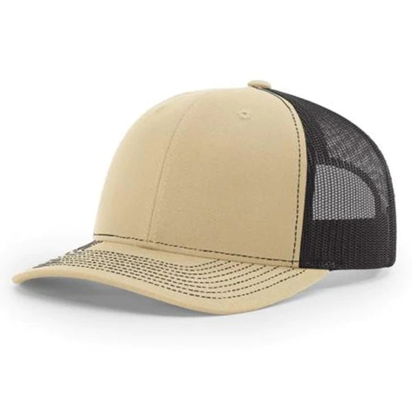 Richardson 112 Twill Mesh Back Trucker Hat with Contrast Stitching and Adjustable Plastic Snapback