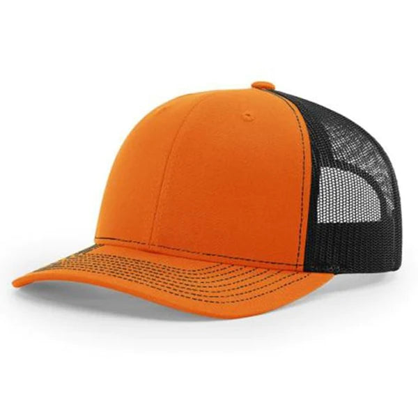 Richardson 112 Twill Mesh Back Trucker Hat with Contrast Stitching and Adjustable Plastic Snapback