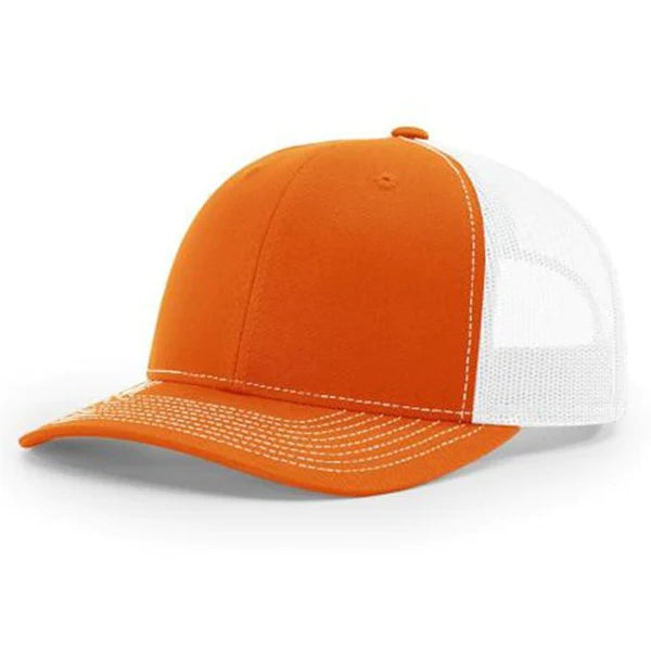 Richardson 112 Twill Mesh Back Trucker Hat with Contrast Stitching and Adjustable Plastic Snapback