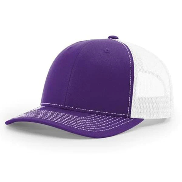 Richardson 112 Twill Mesh Back Trucker Hat with Contrast Stitching and Adjustable Plastic Snapback