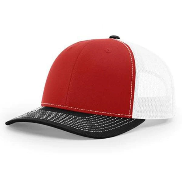 Richardson 112 Twill Mesh Back Trucker Hat with Contrast Stitching and Adjustable Plastic Snapback