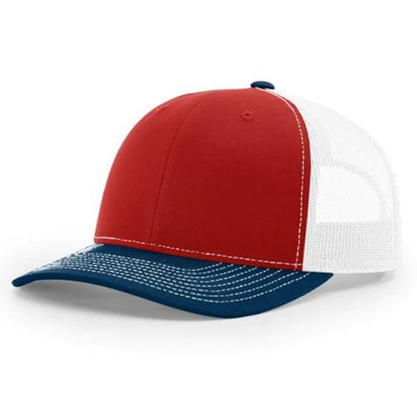 Richardson 112 Twill Mesh Back Trucker Hat with Contrast Stitching and Adjustable Plastic Snapback