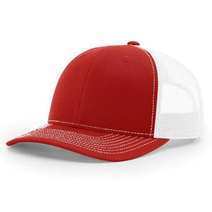 Richardson 112 Twill Mesh Back Trucker Hat with Contrast Stitching and Adjustable Plastic Snapback