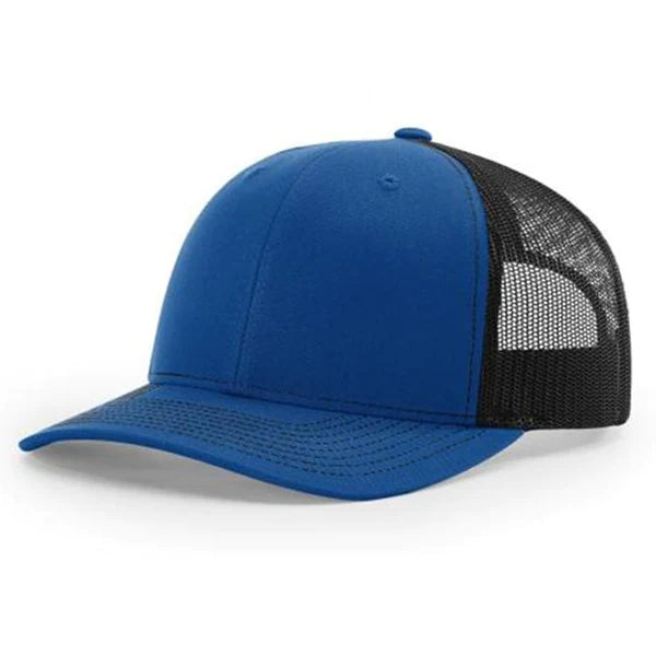 Richardson 112 Twill Mesh Back Trucker Hat with Contrast Stitching and Adjustable Plastic Snapback