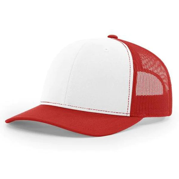 Richardson 112 Twill Mesh Back Trucker Hat with Contrast Stitching and Adjustable Plastic Snapback